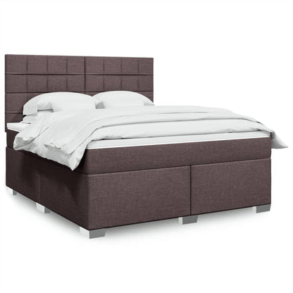 Box Spring Postel S Matrací Textil Tmavě Hnědá