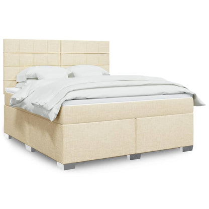 Box Spring Postel S Matrací Textil Krémová