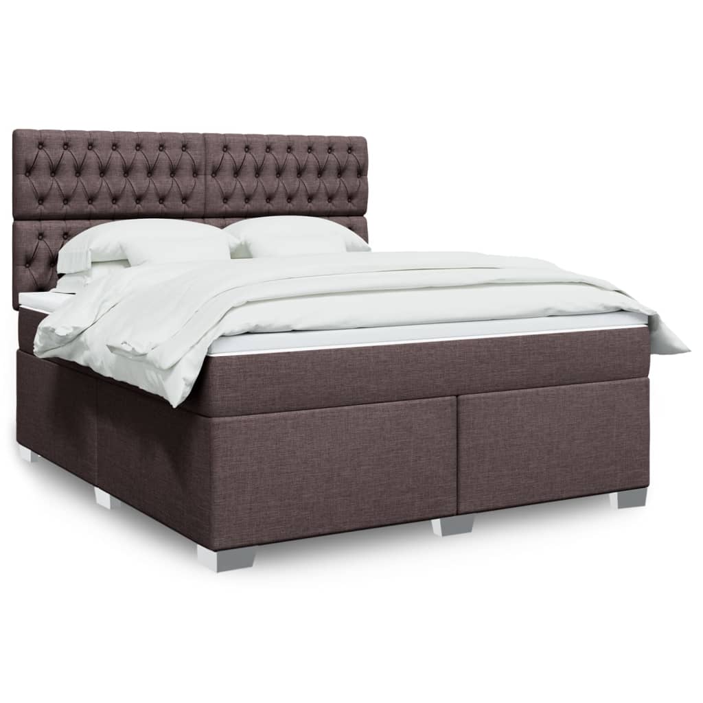 Box Spring Postel S Matrací Textil Tmavě Hnědá