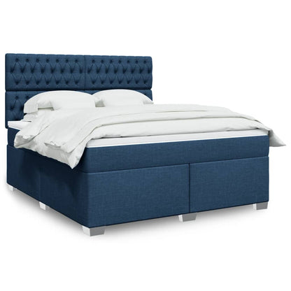 Box Spring Postel S Matrací Textil Modrá
