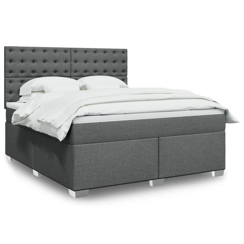 Box Spring Postel S Matrací Textil Tmavě Šedá