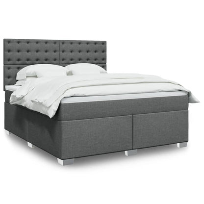 Box Spring Postel S Matrací Textil Tmavě Šedá