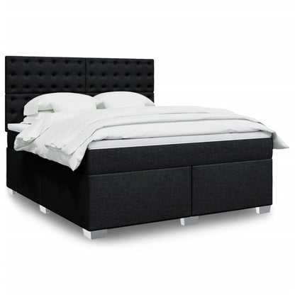 Box Spring Postel S Matrací Černá Textil Černá