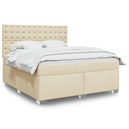Box Spring Postel S Matrací Textil Krémová