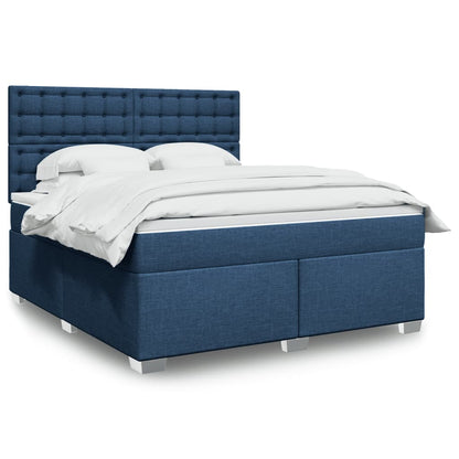 Box Spring Postel S Matrací Textil Modrá