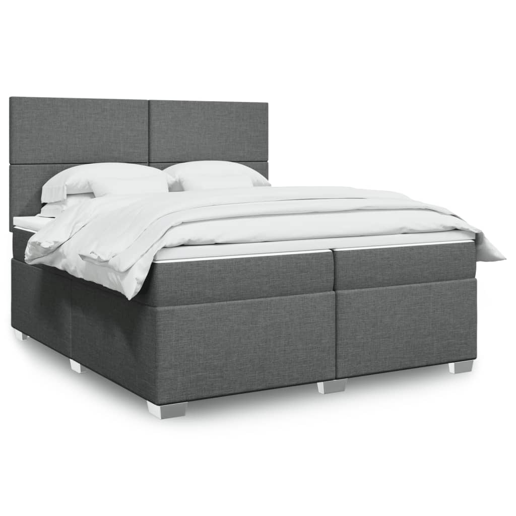 Box Spring Postel S Matrací Textil Tmavě Šedá