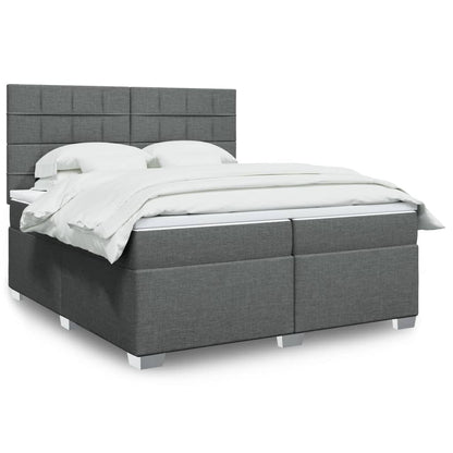 Box Spring Postel S Matrací Textil Tmavě Šedá