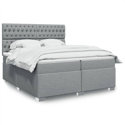 Box Spring Postel S Matrací Textil Světle Šedá