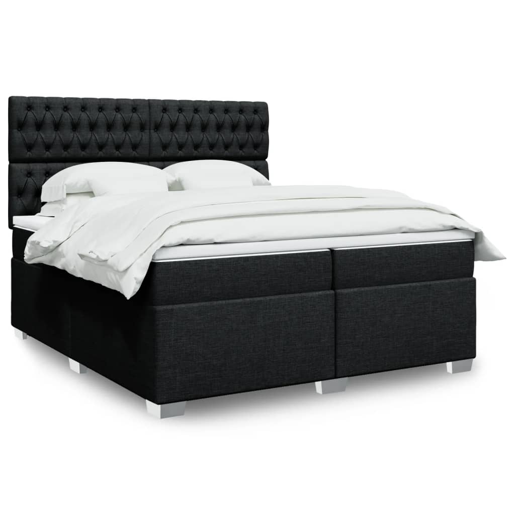 Box Spring Postel S Matrací Černá Textil Černá