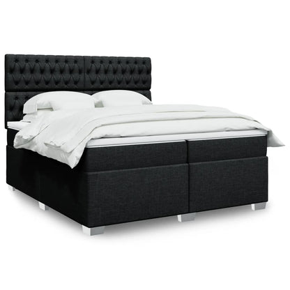 Box Spring Postel S Matrací Černá Textil Černá