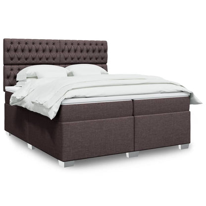 Box Spring Postel S Matrací Textil Tmavě Hnědá