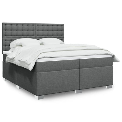 Box Spring Postel S Matrací Textil Tmavě Šedá