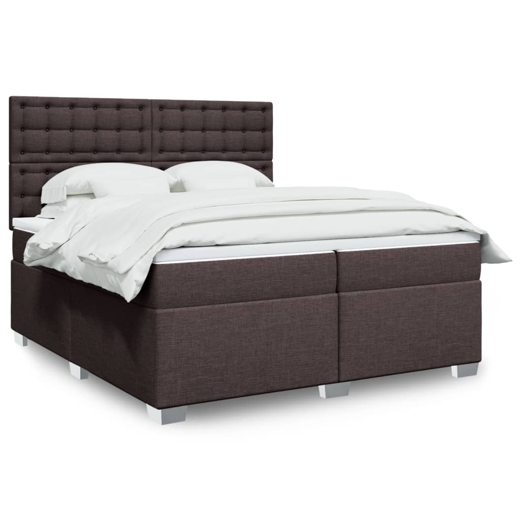 Box Spring Postel S Matrací Textil Tmavě Hnědá
