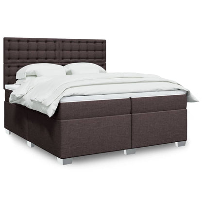 Box Spring Postel S Matrací Textil Tmavě Hnědá