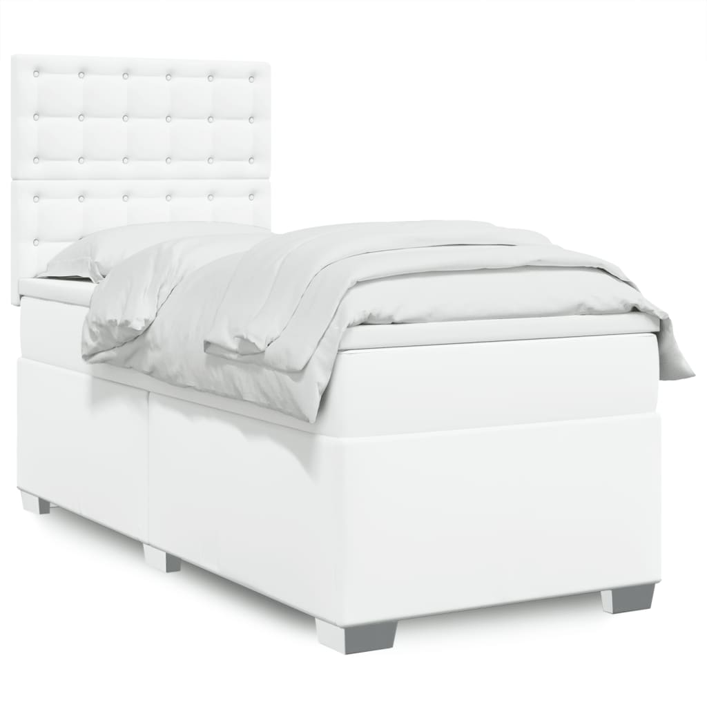 Box Spring Postel S Matrací Šedá Umělá Kůže