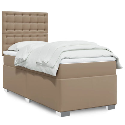 Box Spring Postel S Matrací Šedá Umělá Kůže