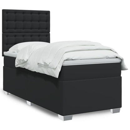 Box Spring Postel S Matrací Šedá Umělá Kůže