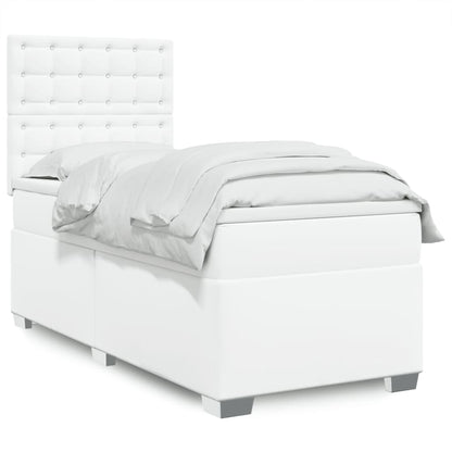 Box Spring Postel S Matrací Šedá Umělá Kůže