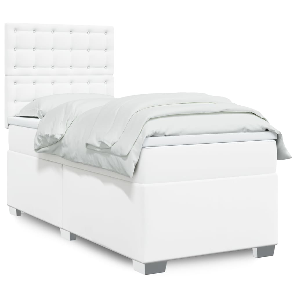 Box Spring Postel S Matrací Šedá Umělá Kůže