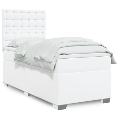 Box Spring Postel S Matrací Šedá Umělá Kůže