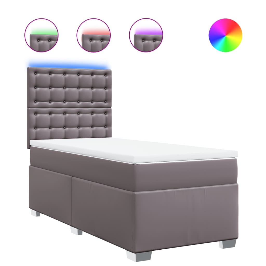 Box Spring Postel S Matrací Šedá Umělá Kůže