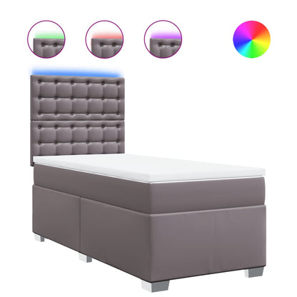 Box Spring Postel S Matrací Šedá Umělá Kůže