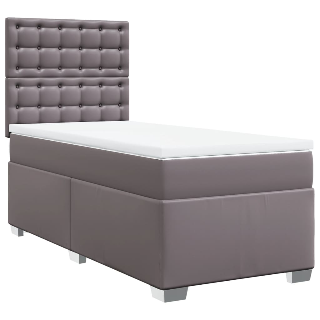 Box Spring Postel S Matrací Šedá Umělá Kůže