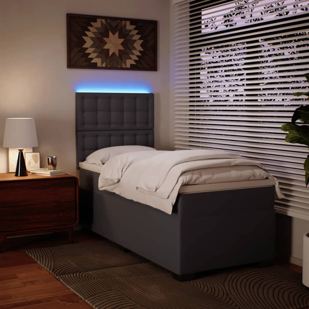 Box Spring Postel S Matrací Šedá Umělá Kůže