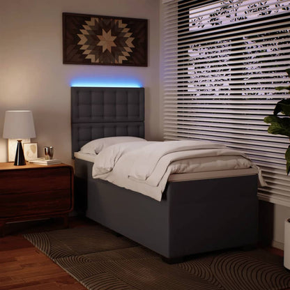 Box Spring Postel S Matrací Šedá Umělá Kůže
