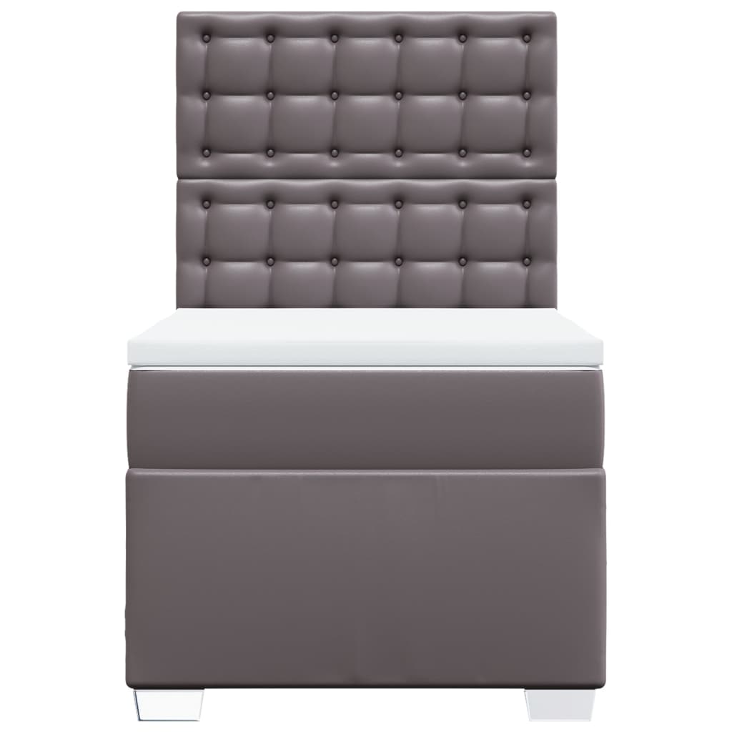Box Spring Postel S Matrací Šedá Umělá Kůže