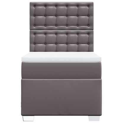 Box Spring Postel S Matrací Šedá Umělá Kůže