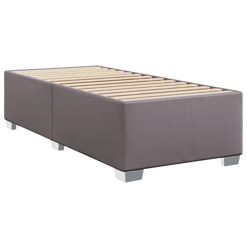 Box Spring Postel S Matrací Šedá Umělá Kůže