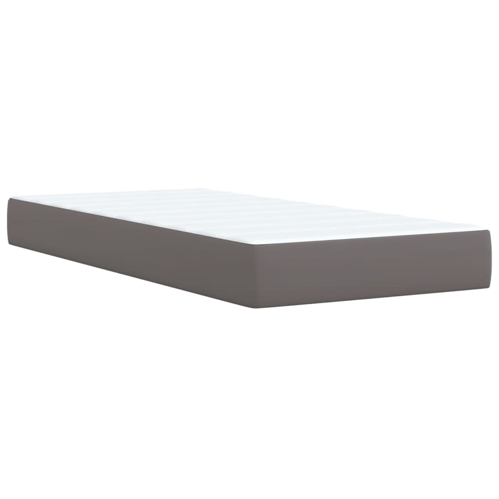 Box Spring Postel S Matrací Šedá Umělá Kůže