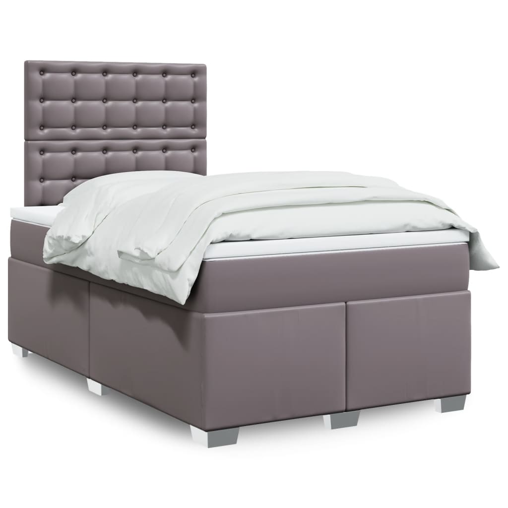Box Spring Postel S Matrací Šedá Umělá Kůže