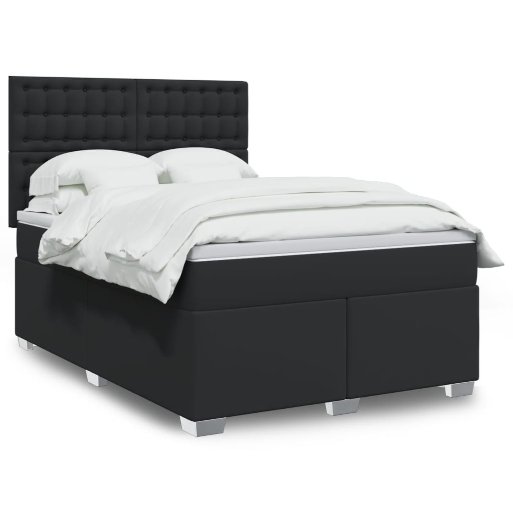 Box Spring Postel S Matrací Šedá Umělá Kůže