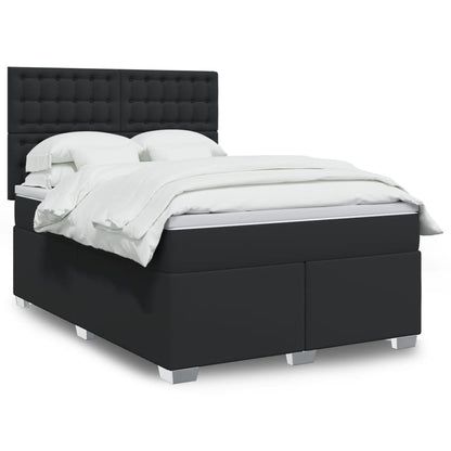 Box Spring Postel S Matrací Šedá Umělá Kůže