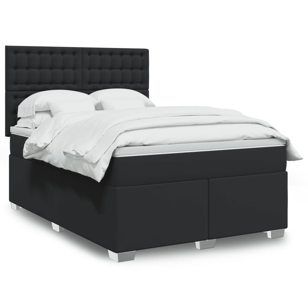 Box Spring Postel S Matrací Šedá Umělá Kůže