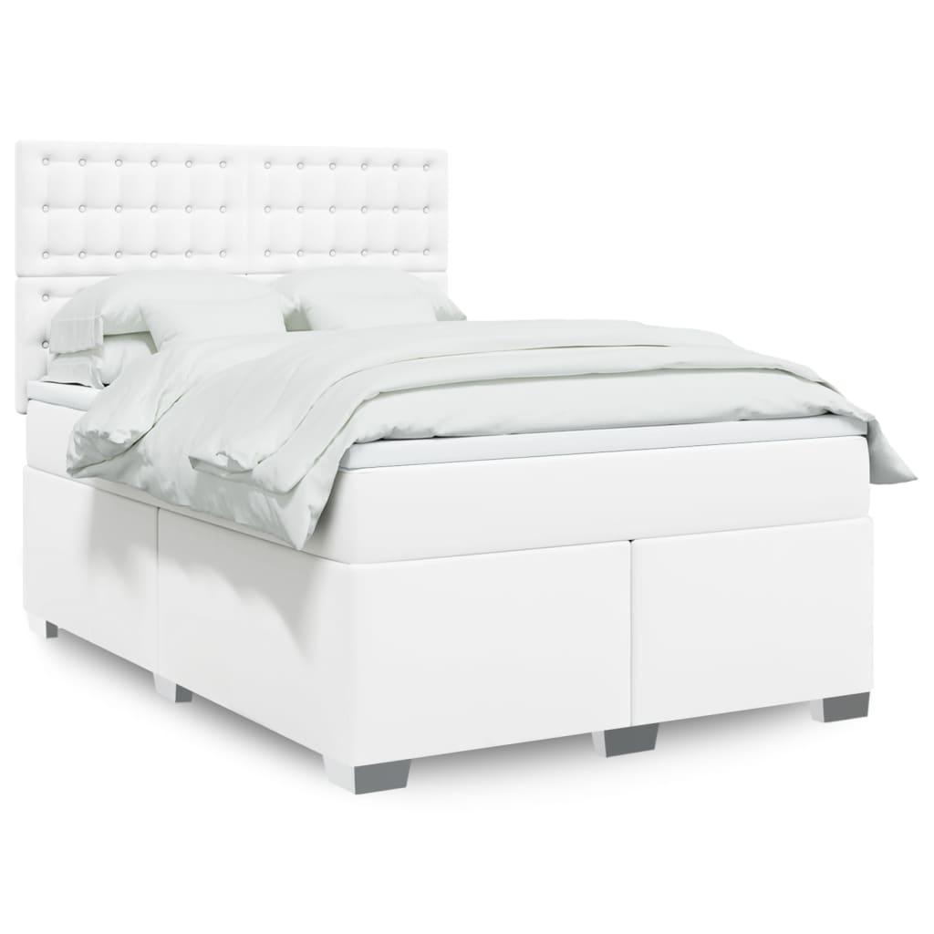 Box Spring Postel S Matrací Šedá Umělá Kůže