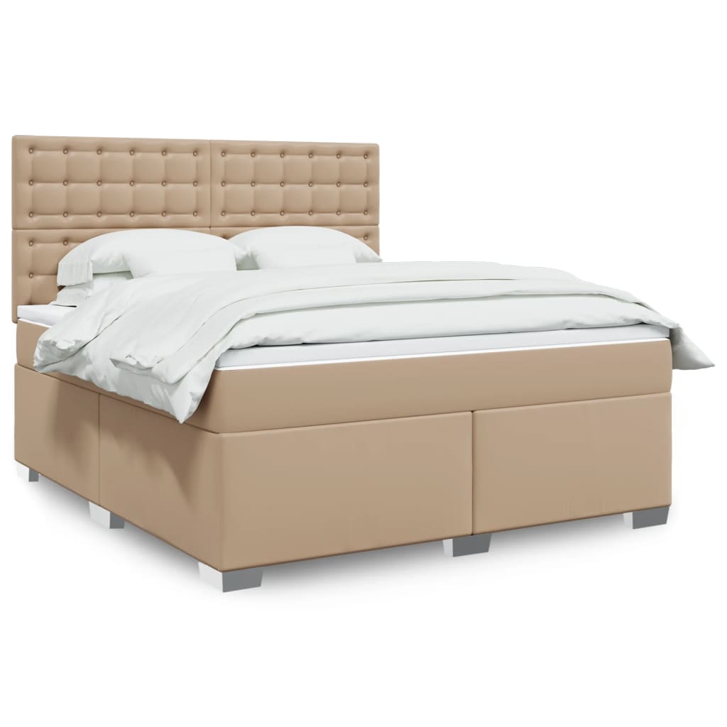 Box Spring Postel S Matrací Šedá Umělá Kůže
