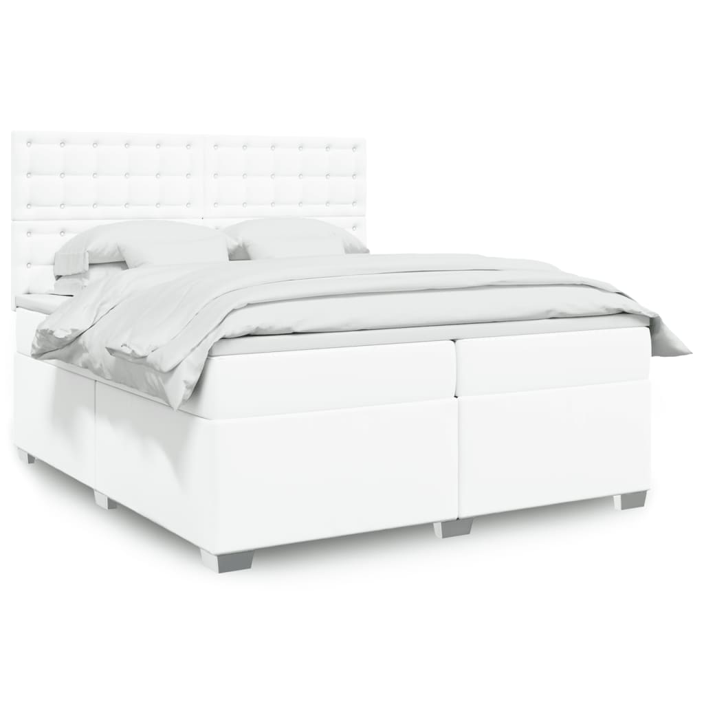 Box Spring Postel S Matrací Šedá Umělá Kůže