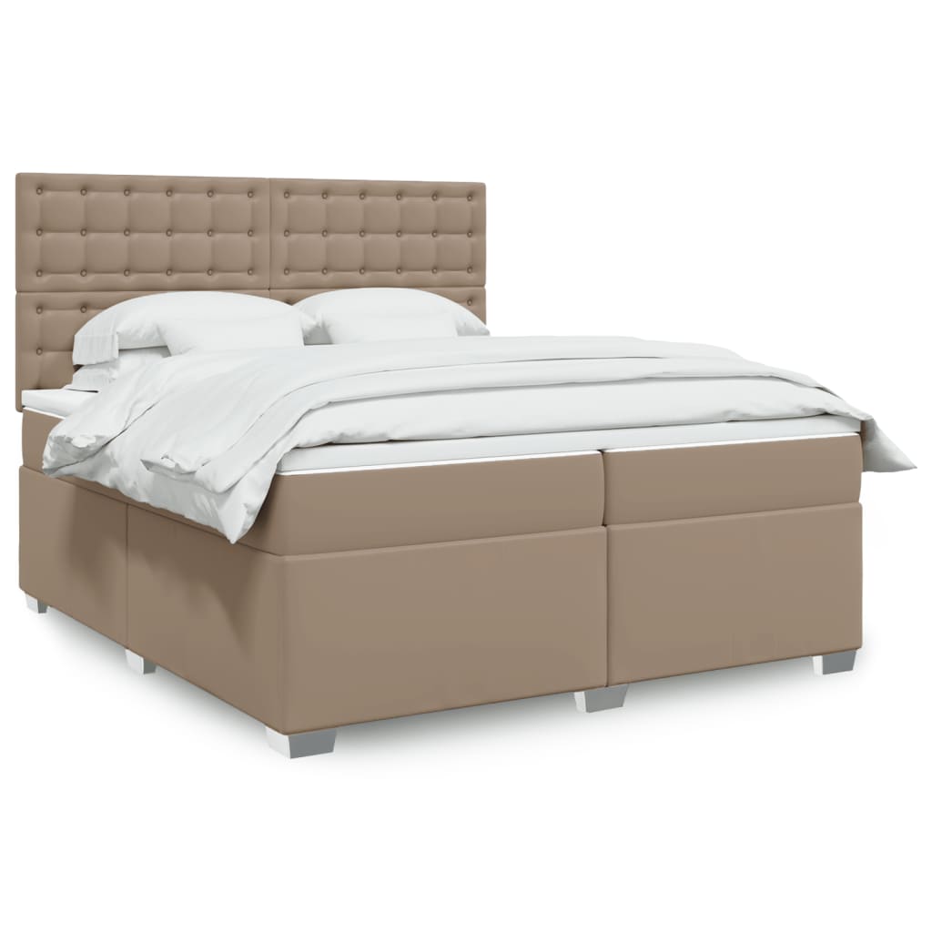 Box Spring Postel S Matrací Šedá Umělá Kůže