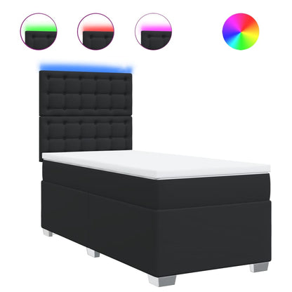 Box Spring Postel S Matrací Černá Single Umělá Kůže