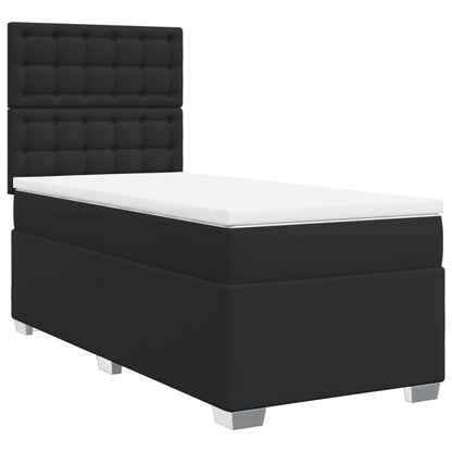 Box Spring Postel S Matrací Černá Single Umělá Kůže