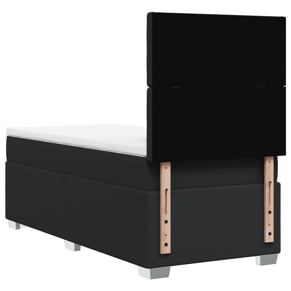 Box Spring Postel S Matrací Černá Single Umělá Kůže