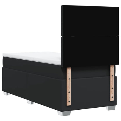 Box Spring Postel S Matrací Černá Single Umělá Kůže