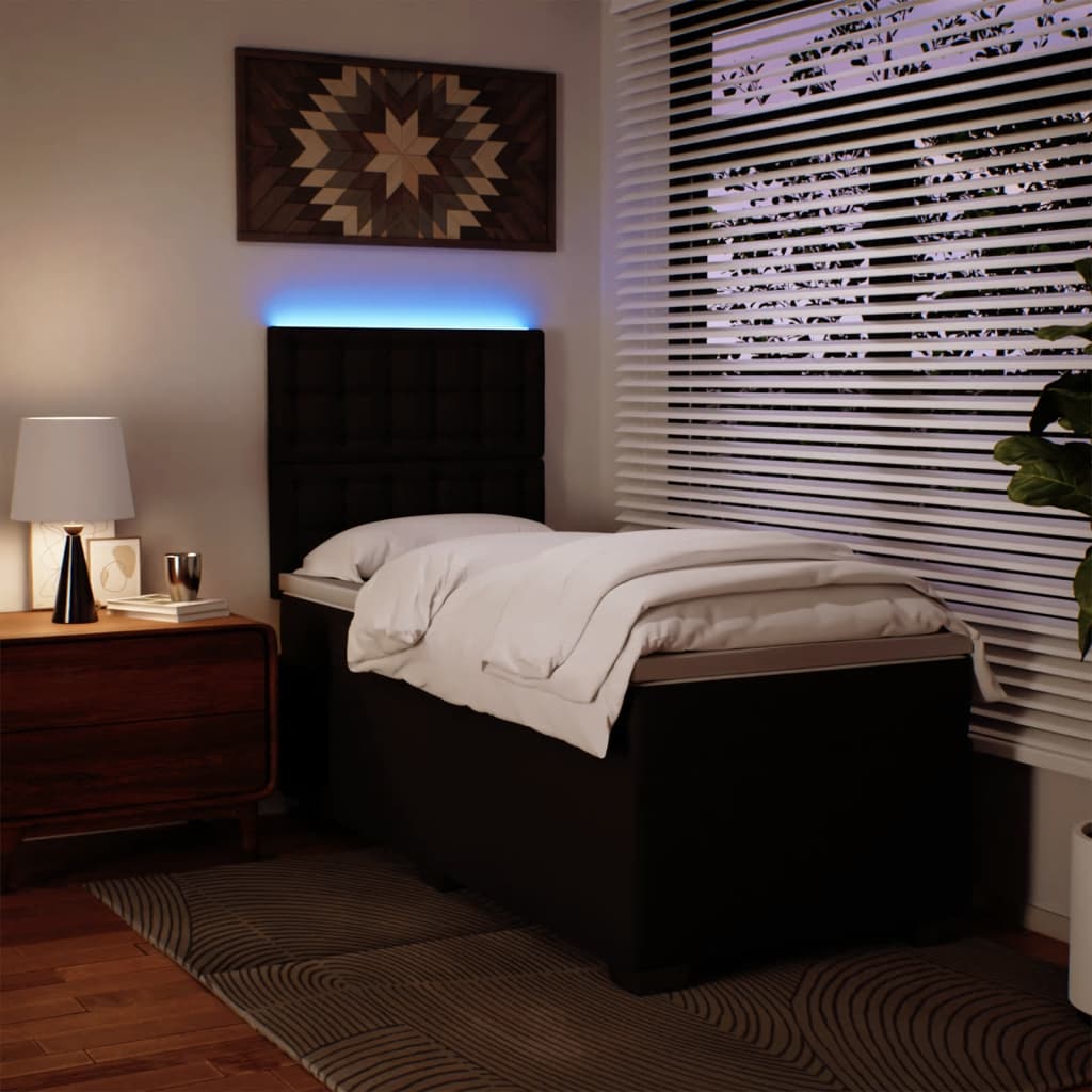 Box Spring Postel S Matrací Černá Single Umělá Kůže