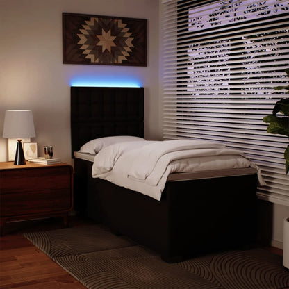 Box Spring Postel S Matrací Černá Single Umělá Kůže