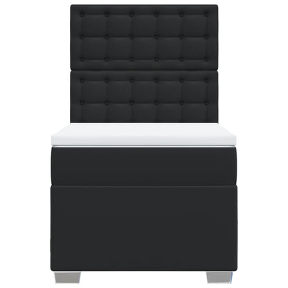 Box Spring Postel S Matrací Černá Single Umělá Kůže