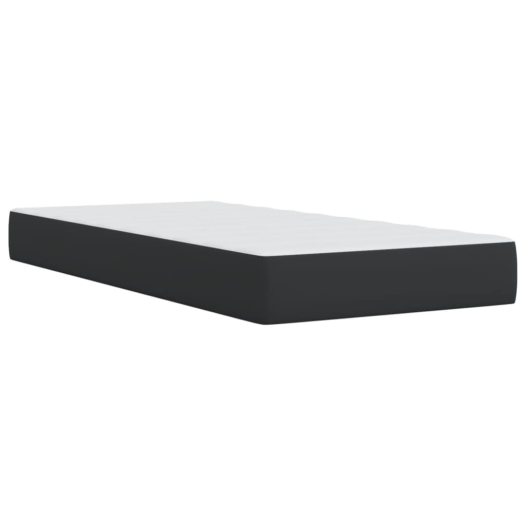Box Spring Postel S Matrací Černá Single Umělá Kůže