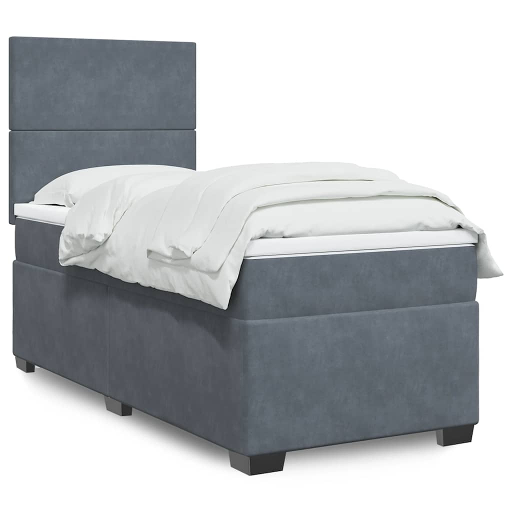 Box Spring Postel S Matrací Samet Tmavě Šedá